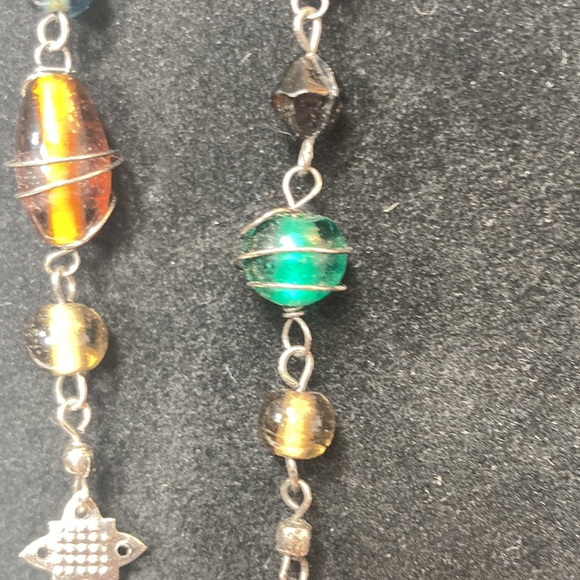 46" Extra Long Single Strand Wire Wrapped Beaded Necklace - Picture 7 of 10